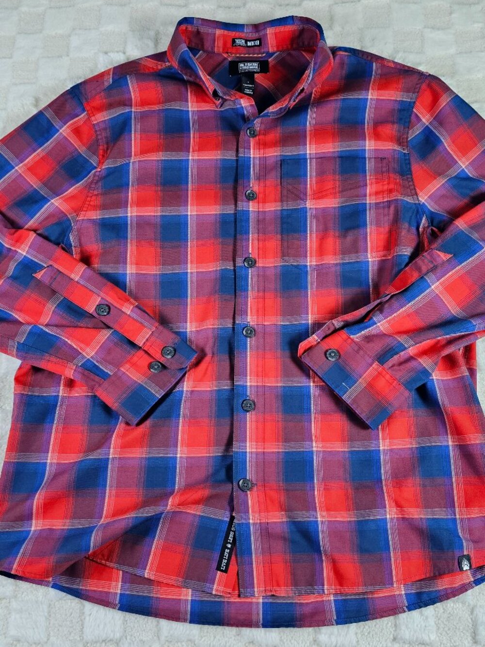 Alaskan Hardgear Duluth Trading Co Untucked Plaid Shirt Mens Large Red Blue L